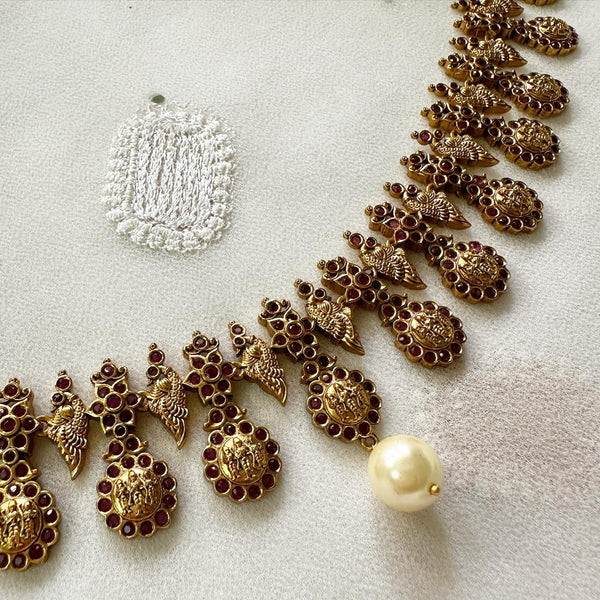 Bridal Antique Curved paisley pearl drop hip chain