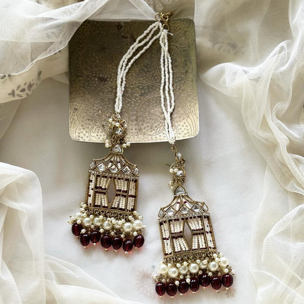 Polki Kundan palanquin earrings - Adorna