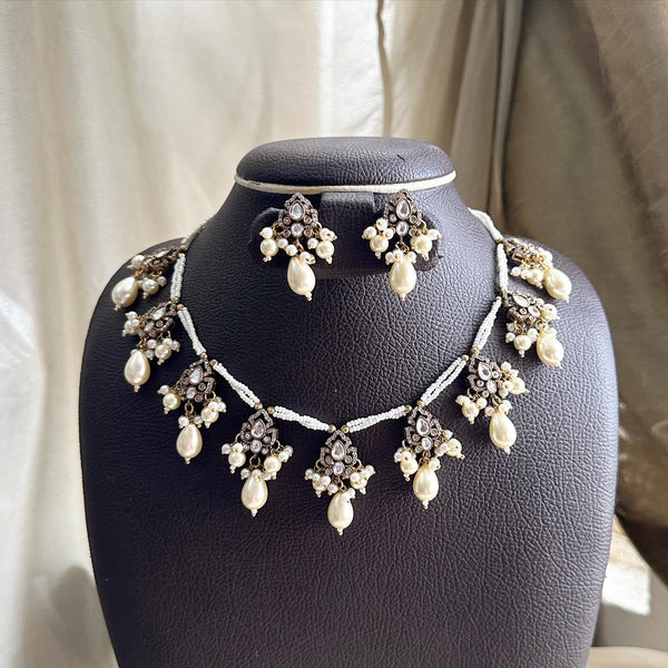 Victoria CZ tear drops Pearl mala set