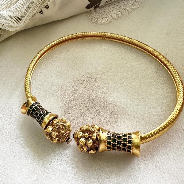 Matte CZ cuff floral ends bracelet