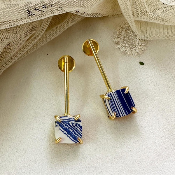 Sleek Raw stone dropper earrings - Adorna