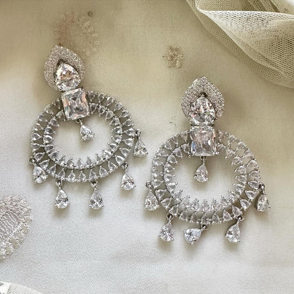Silver CZ Circle Shine earrings - Adorna