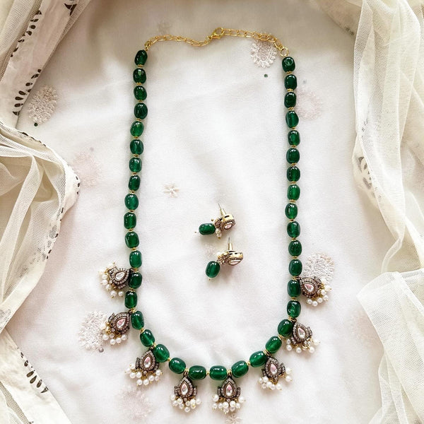 Victoria tear drops beaded mala set - Adorna