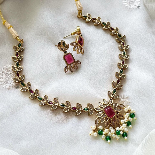 Matte kemp tear drop rectangle short set - Ruby-Green-White - Adorna