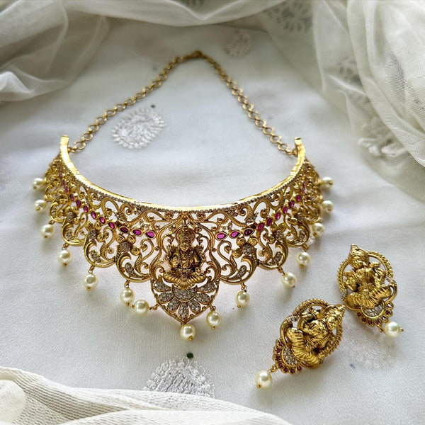 Antique matte kemp AD peacock filigree choker set