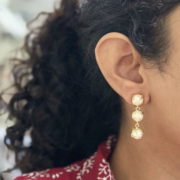 Triple Pearl drops earrings