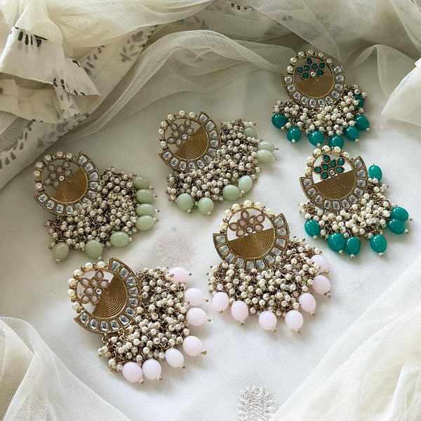 Polki Kundan Full circle Tassel earrings - Adorna