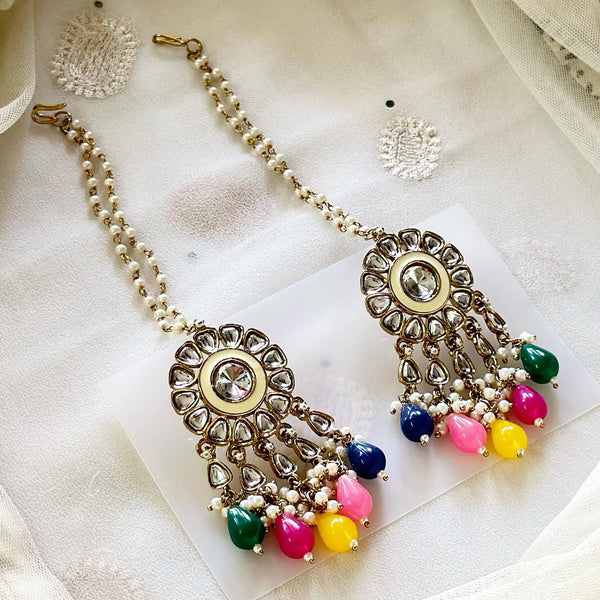 Pretty floral multi-colour earrings with side chain