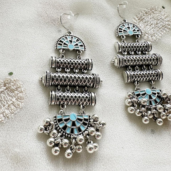 Roman hook long earrings - Silver
