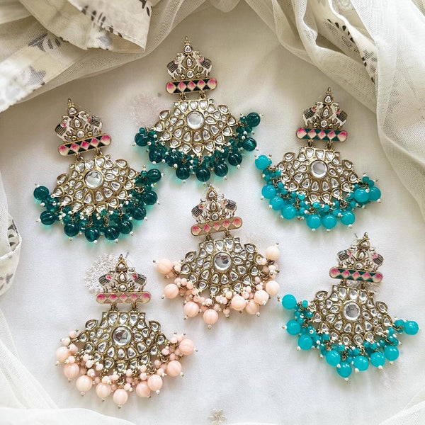 Polki Kundan Haathi Chaandbali earrings - Adorna