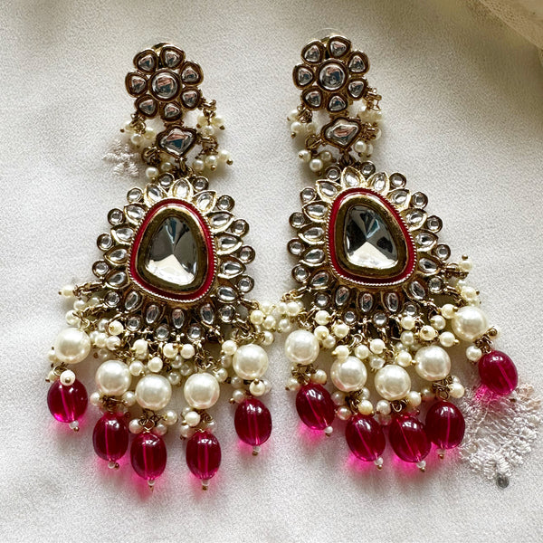 Polki 1D Floral long earrings