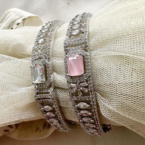 Silver CZ Rectangle bands bracelet