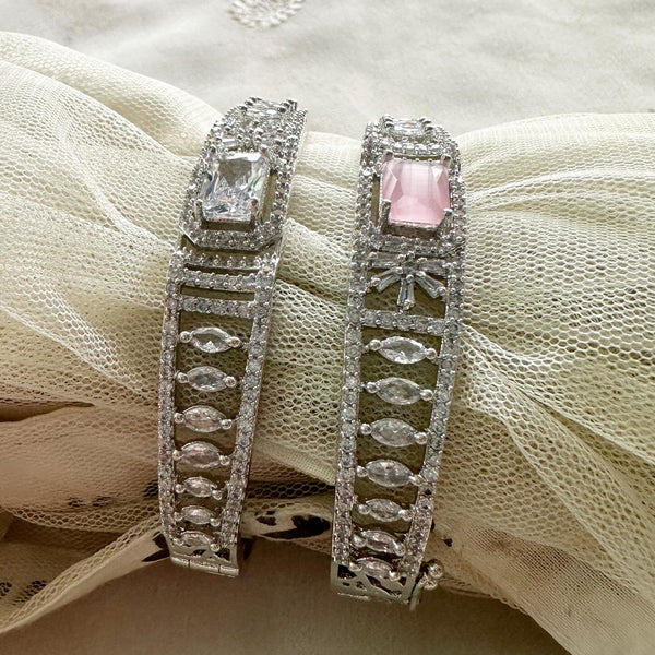 Silver CZ Rectangle bands bracelet
