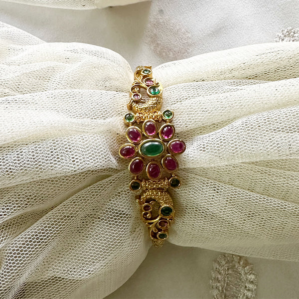 Floral Peacock Kemp Kada/bracelet