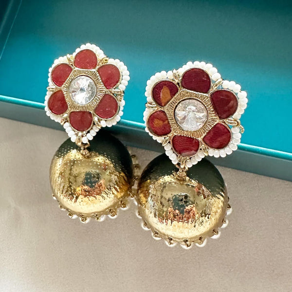 Flower top gold jumkhas - Red