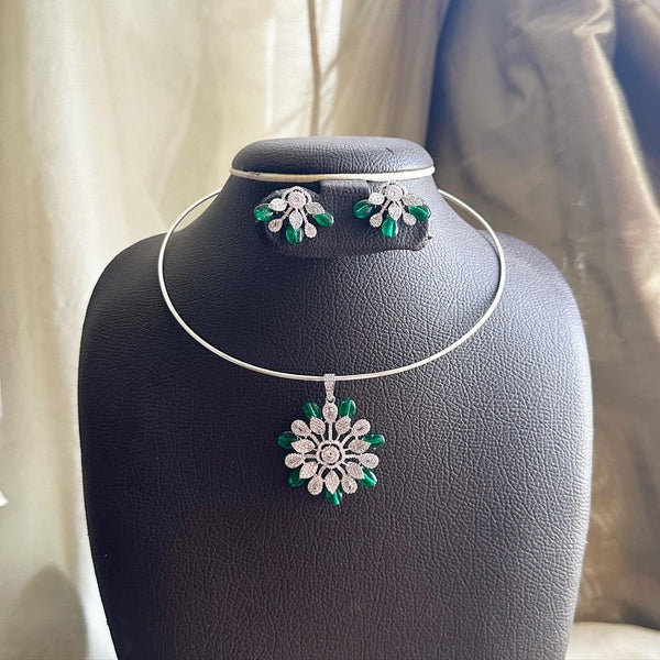 Green floral sivler hasli set - Adorna
