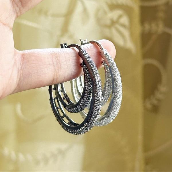 Hola Hoops silver CZ earrings