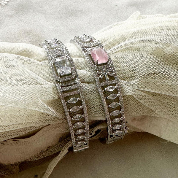 Silver CZ Rectangle bands bracelet