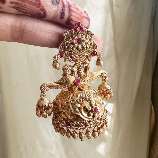 Matte kemp double peacock hinge crafted jumkhas