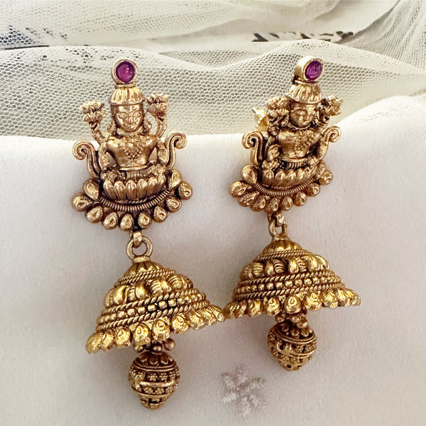 Matte Lakshmi dots drop jumkhas