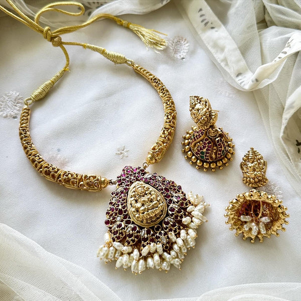 Bridal Lakshmi Kemp peacock designer pipe set - Adorna