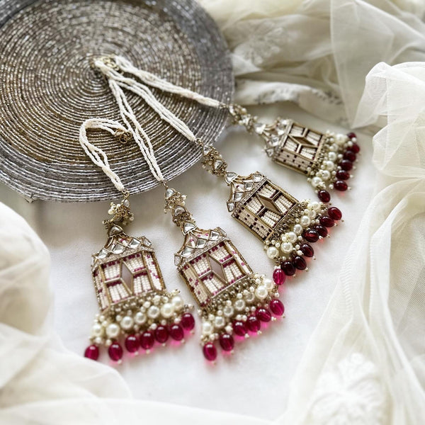 Polki Kundan palanquin earrings - Adorna