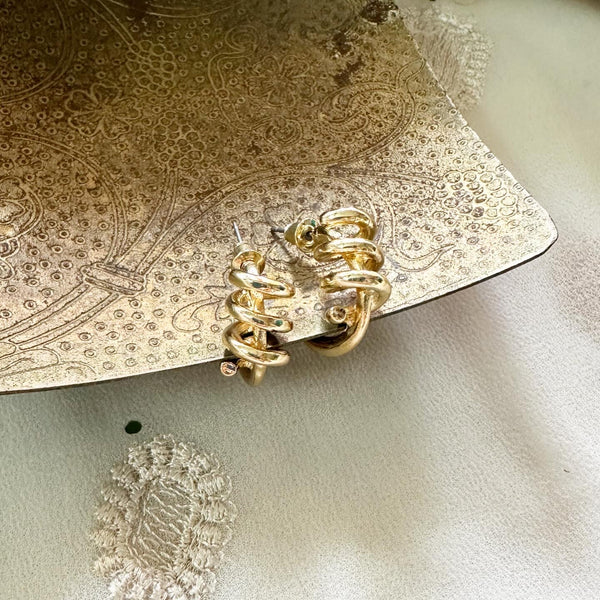 Chic gold Swirl hoop-style stud earrings