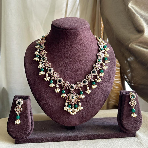 Zelena - Antique Kemp green beaded gutta short set