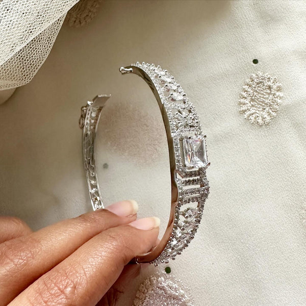 Silver CZ Rectangle bands bracelet