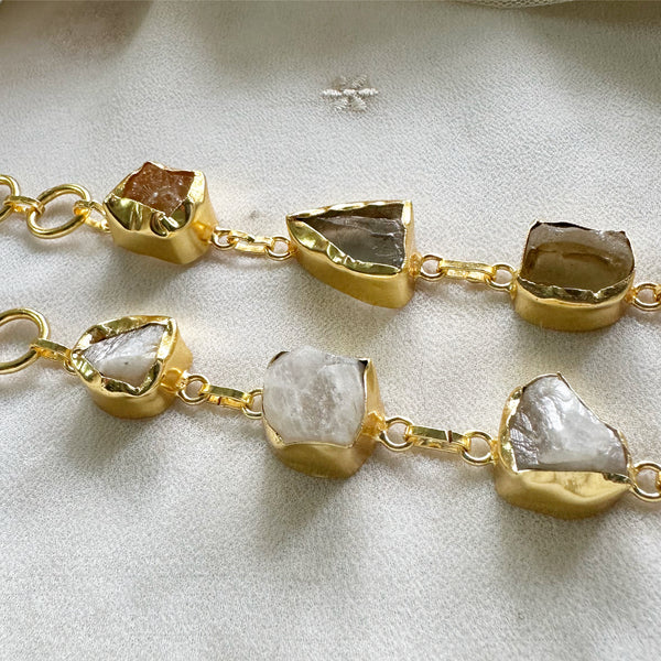 Raw stone openable bracelet