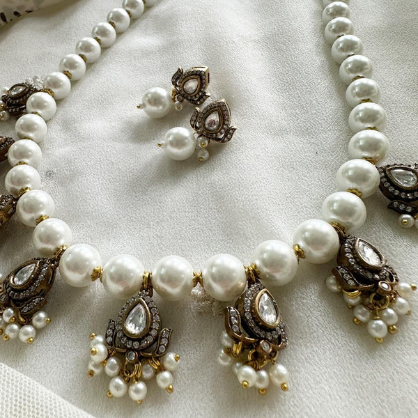 Victoria tear drops beaded mala set - Adorna