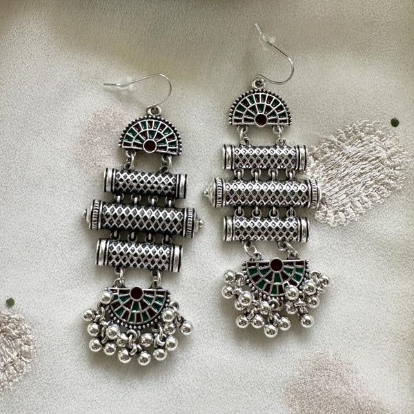 Roman hook long earrings - Silver