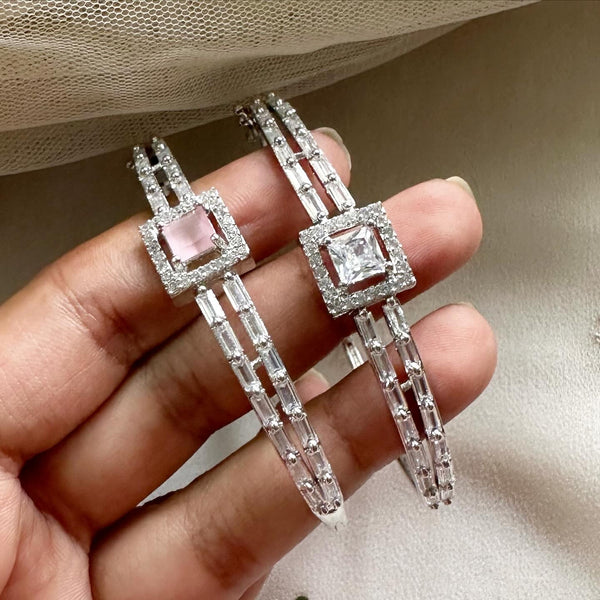 Silver CZ square thins bracelet