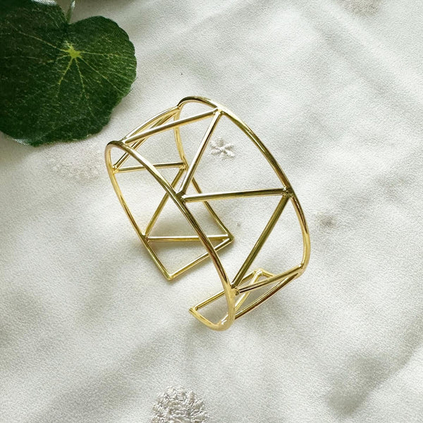 Chevron gold bangle/cuff bracelet - Adorna