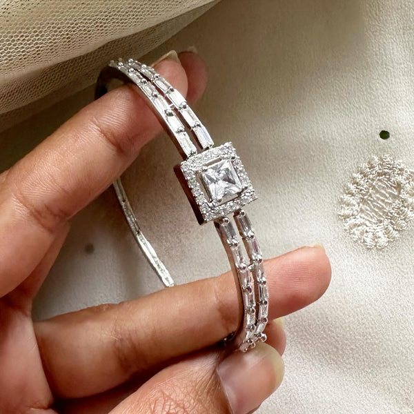 Silver CZ square thins bracelet