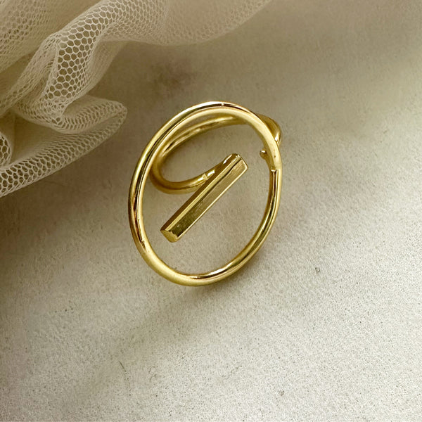 Gold Circle-Line finger ring (size adjustable)
