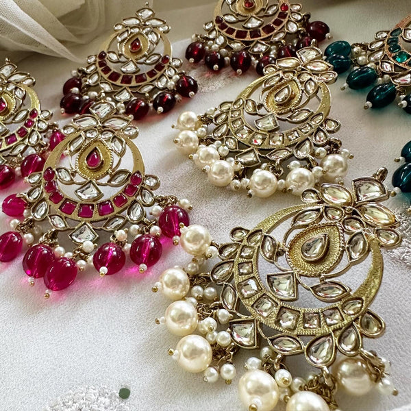 Polki Petal Chandbali earrings