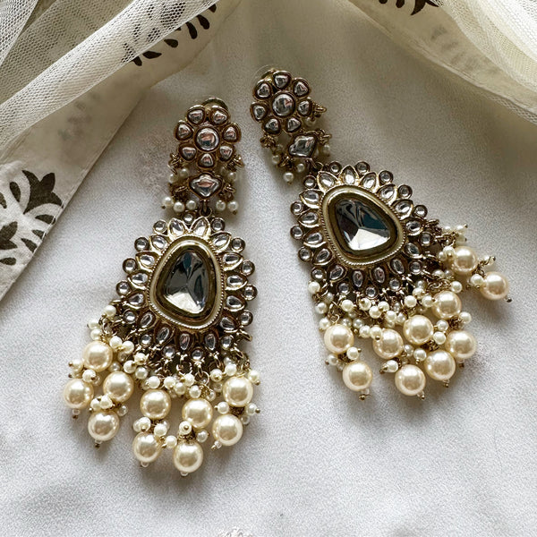 Polki 1D Floral long earrings