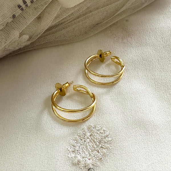 Gold hoops stud earrings - Adorna