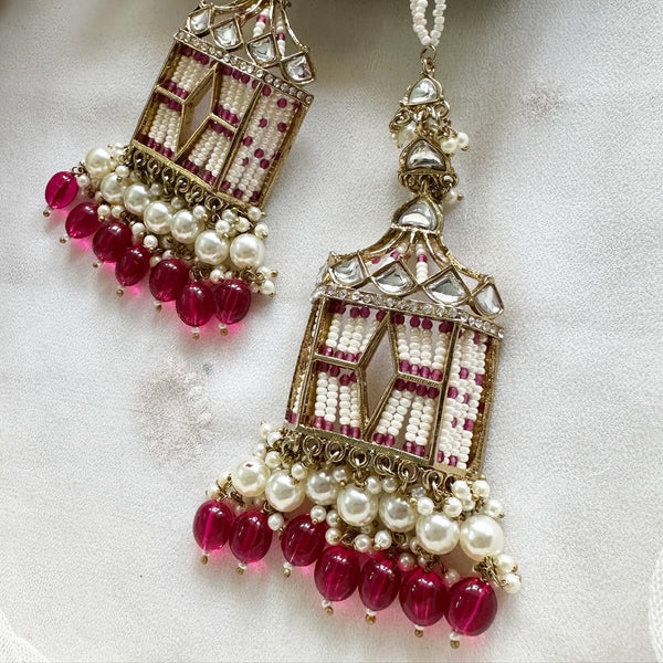 Polki Kundan palanquin earrings - Adorna