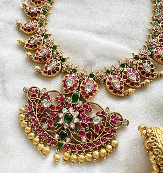 Kundan Jadau Maanga/Mango mala short haaram set - Adorna