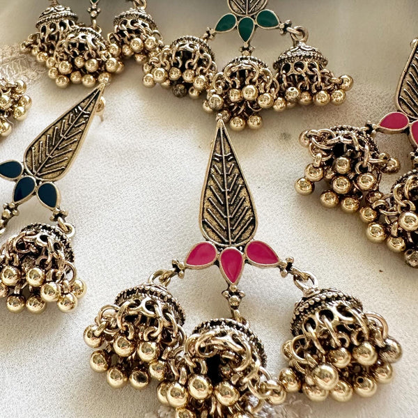 Thilak Antique Gold jumkha earrings