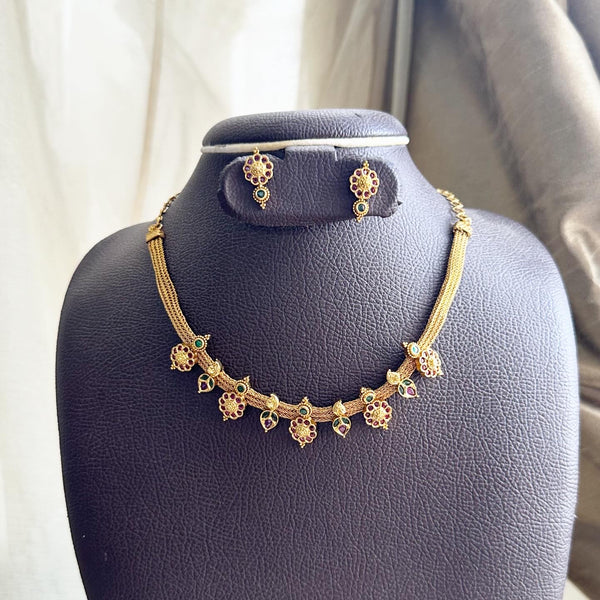 Antique Matte Kemp floral Paisley mesh set - Ruby-Green