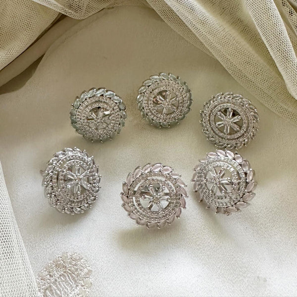 Silver CZ swirl pattern studs - Adorna
