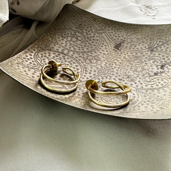 Gold hoops stud earrings - Adorna