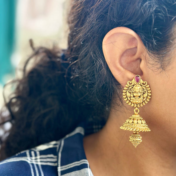 Matte Lakshmi Paisley Halo drop jumkhas