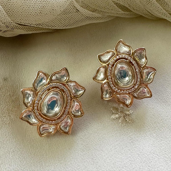 Swirl Petals Polki flower studs - Adorna