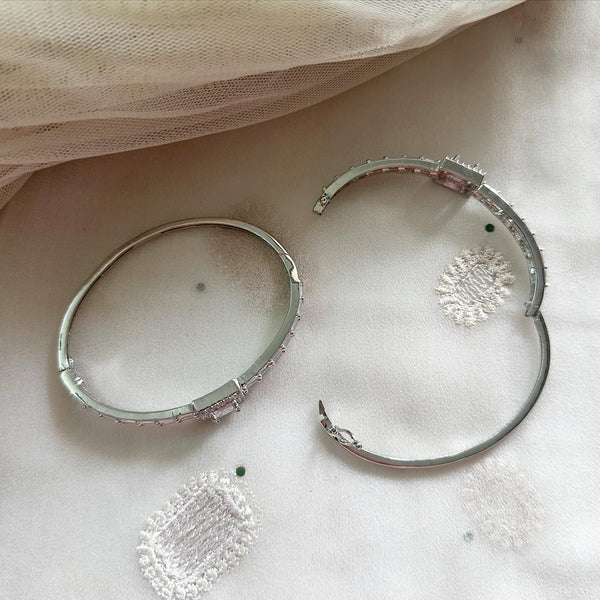 Silver CZ square thins bracelet