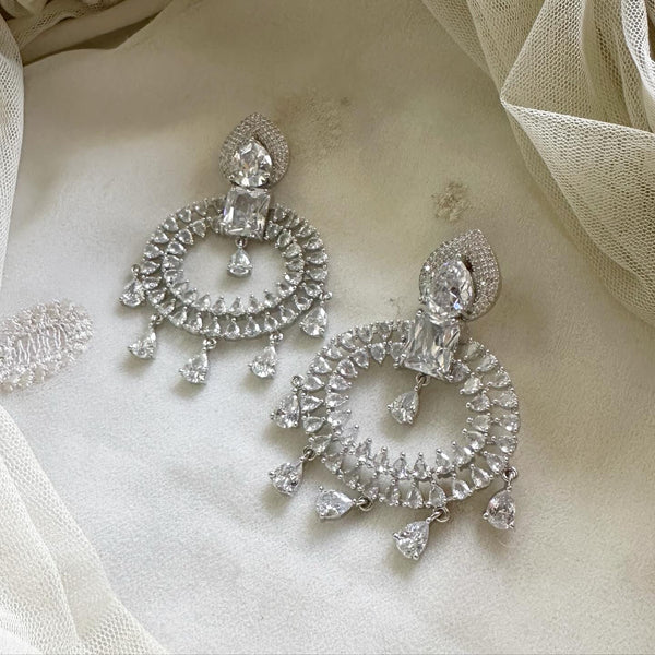 Silver CZ Circle Shine earrings - Adorna