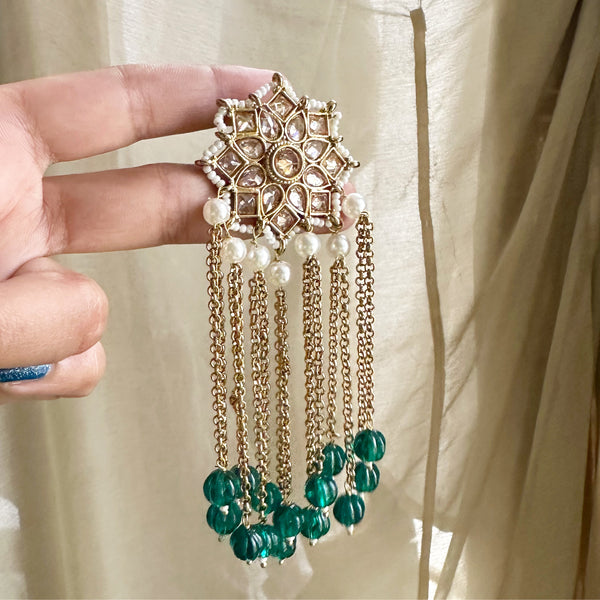 Polki Periwinkle Tassel long earrings